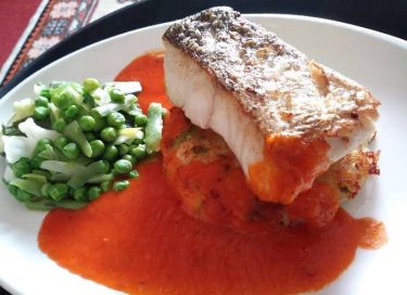 Grilled Hake with a Spicy Tomato Sauce